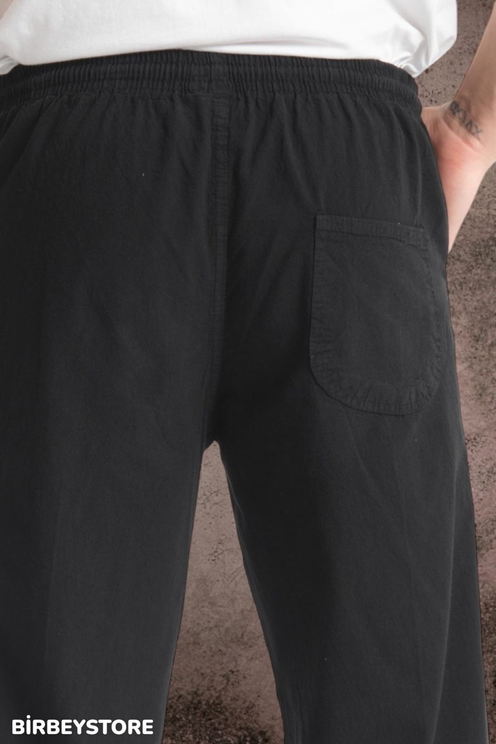BirbeyStore Yazlık Keten Pantolon Ham Bez Eşofman Beli Lastikli Unisex Rahat Kalıp Hambez Büyük Beden Alt Eşofman %100 Pamuk görsel 4