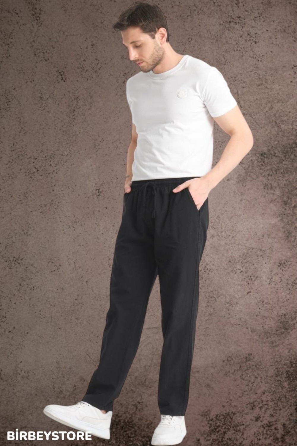 BirbeyStore Yazlık Keten Pantolon Ham Bez Eşofman Beli Lastikli Unisex Rahat Kalıp Hambez Büyük Beden Alt Eşofman %100 Pamuk görsel 5