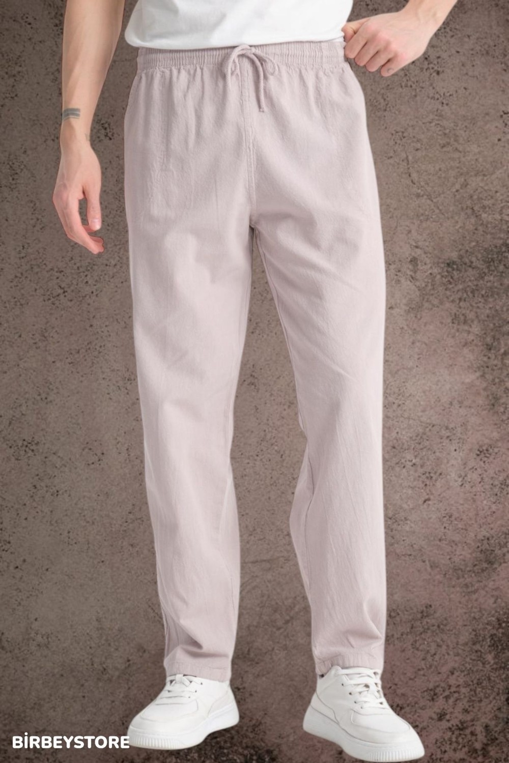 BirbeyStore Yazlık Keten Pantolon Ham Bez Eşofman Beli Lastikli Unisex Rahat Kalıp Hambez Büyük Beden Alt Eşofman %100 Pamuk