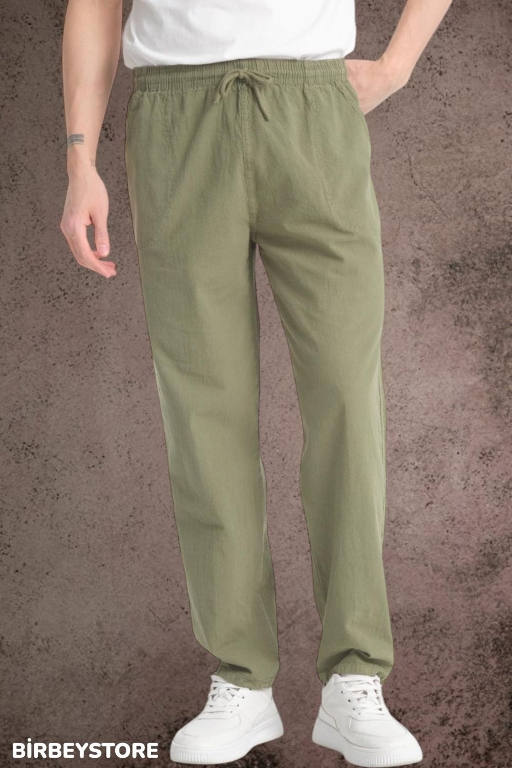 BirbeyStore Yazlık Keten Pantolon Ham Bez Eşofman Beli Lastikli Unisex Rahat Kalıp Hambez Büyük Beden Alt Eşofman %100 Pamuk