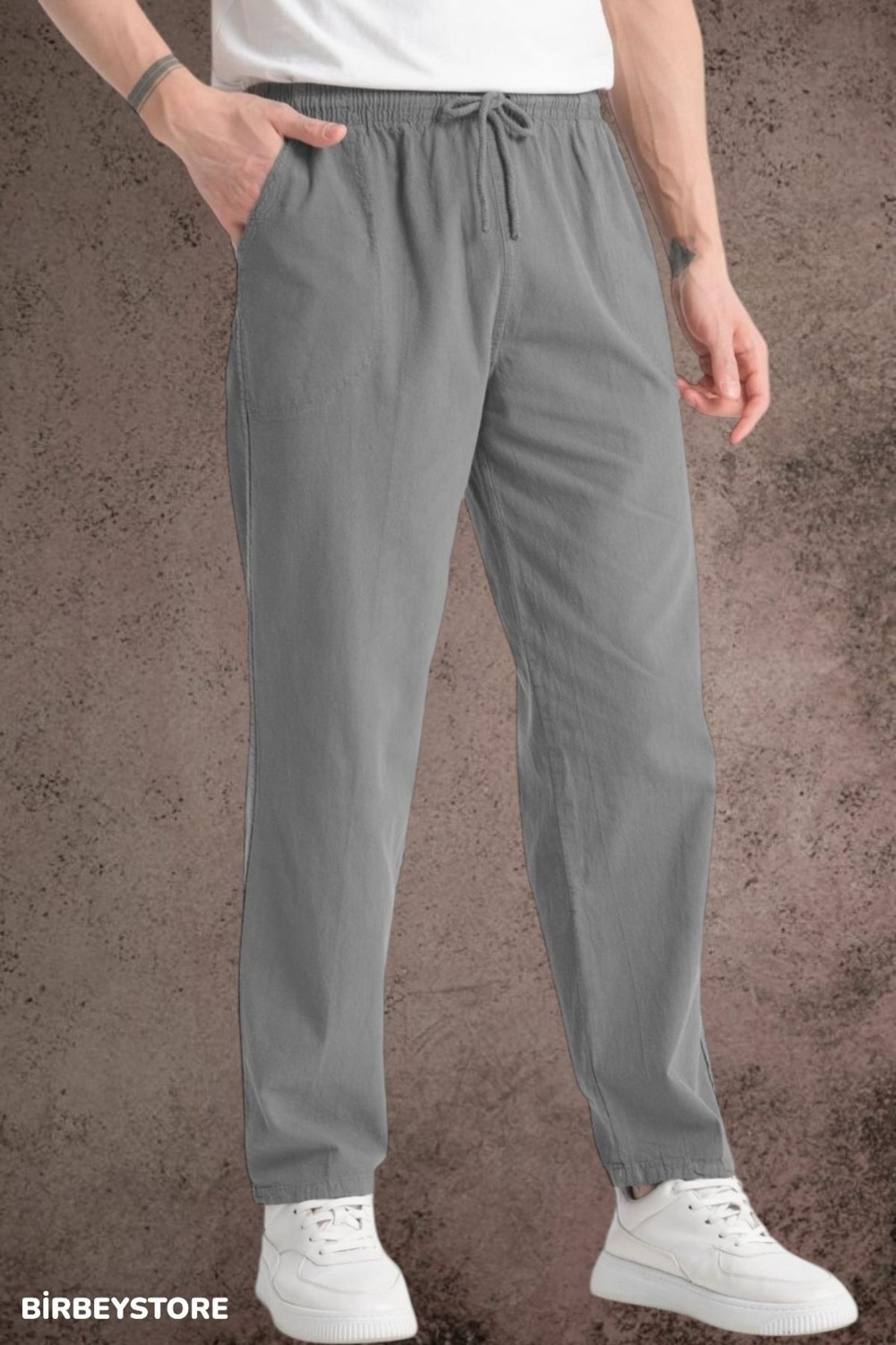 BirbeyStore Yazlık Keten Pantolon Ham Bez Eşofman Beli Lastikli Unisex Rahat Kalıp Hambez Büyük Beden Alt Eşofman %100 Pamuk