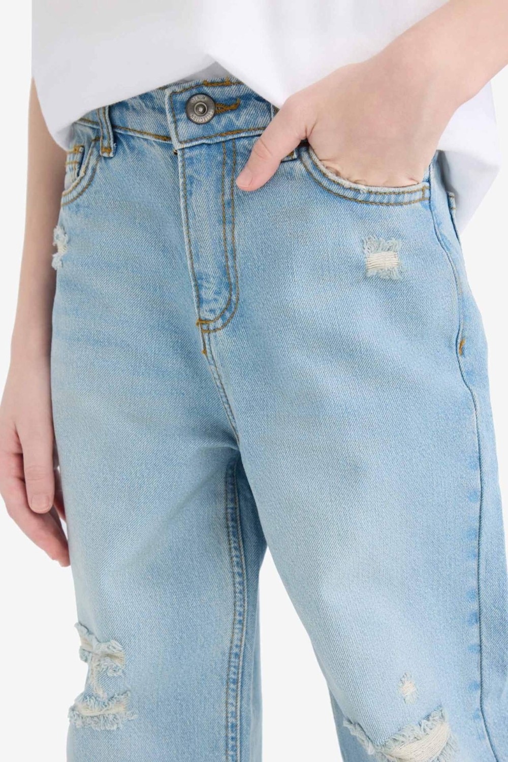 DeFacto %100 Pamuk Wide Leg Geniş Paça Jean Pantolon Erkek Çocuk D6844A825SM görsel 5