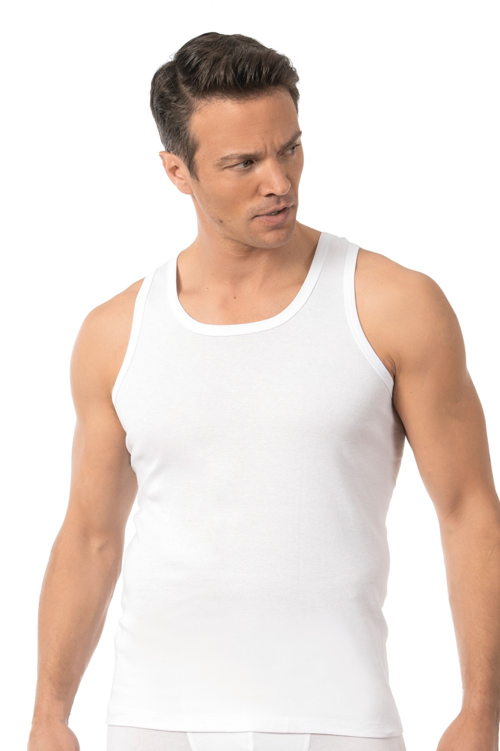 Özkan Underwear 0113 3'lü Paket Erkek Kalın Askılı Pamuklu Esnek Yumuşak Ribana Atlet görsel 3