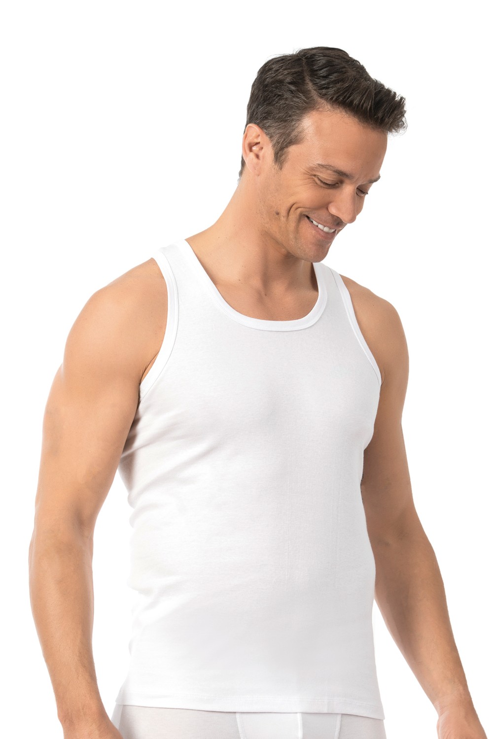 Özkan Underwear 0113 3'lü Paket Erkek Kalın Askılı Pamuklu Esnek Yumuşak Ribana Atlet görsel 4
