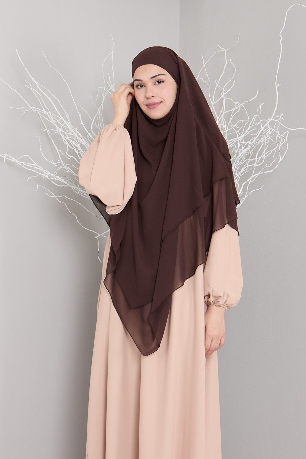 Mihrisina Collection 3 Katlı Sufle Khimar Hijap Hazır tesetttür şal görsel 2