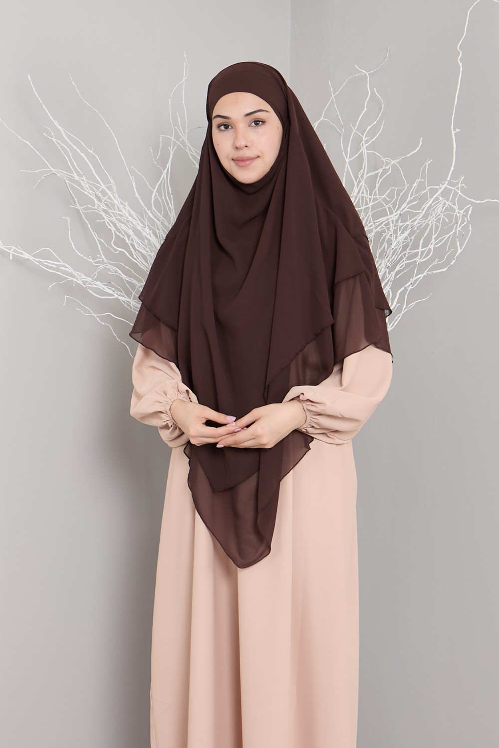 Mihrisina Collection 3 Katlı Sufle Khimar Hijap Hazır tesetttür şal görsel 3