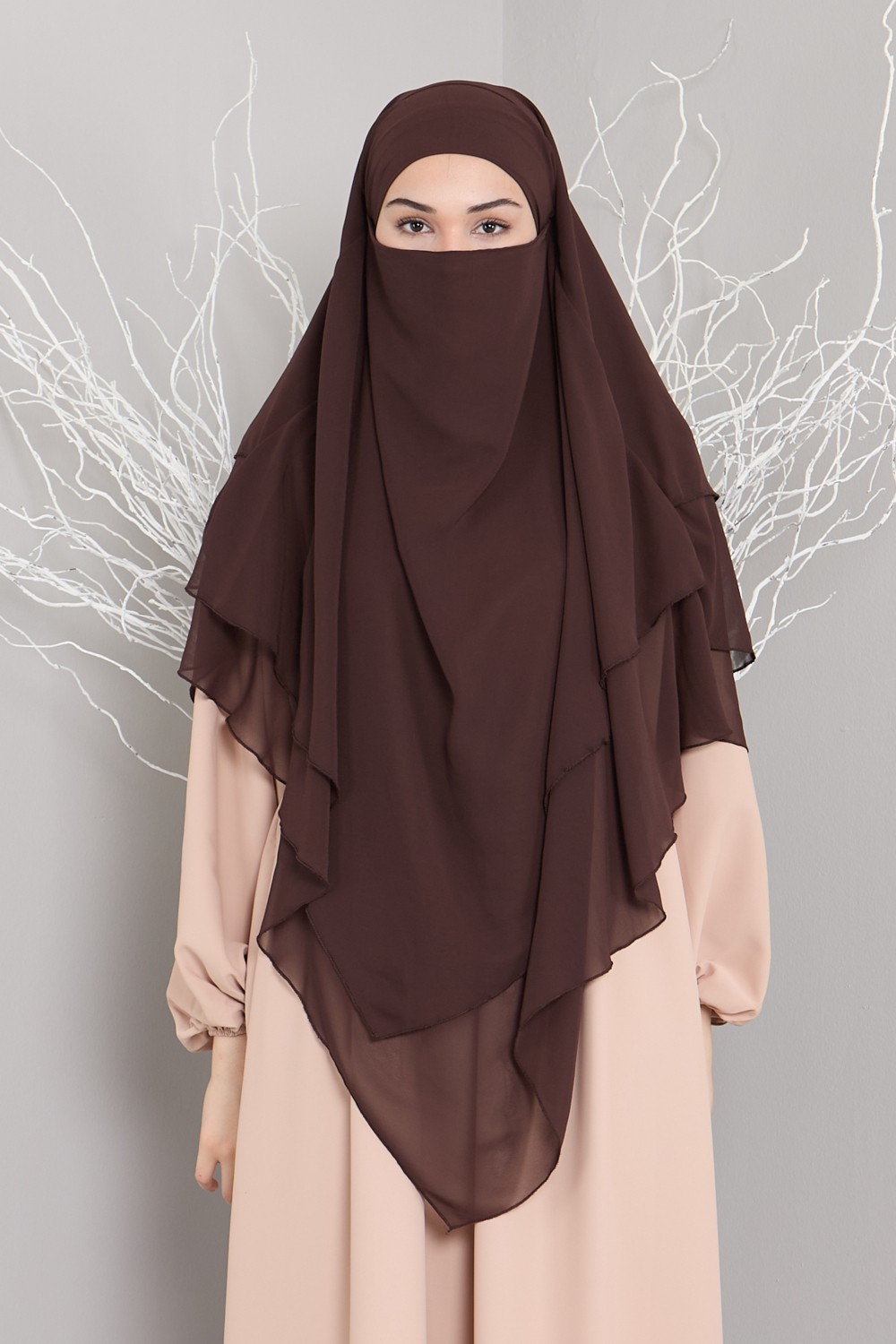 Mihrisina Collection 3 Katlı Sufle Khimar Hijap Hazır tesetttür şal görsel 4