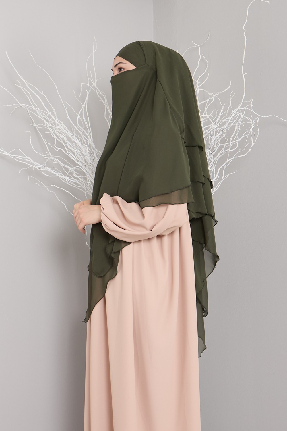 Mihrisina Collection 3 Katlı Sufle Khimar Hijap Hazır tesetttür şal