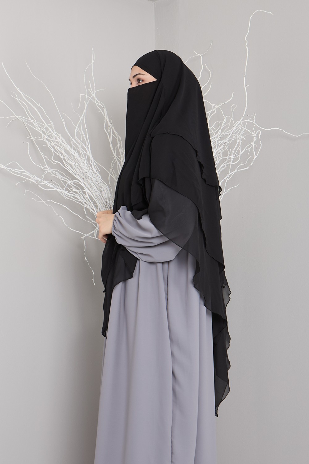 Mihrisina Collection 3 Katlı Sufle Khimar Hijap Hazır tesetttür şal