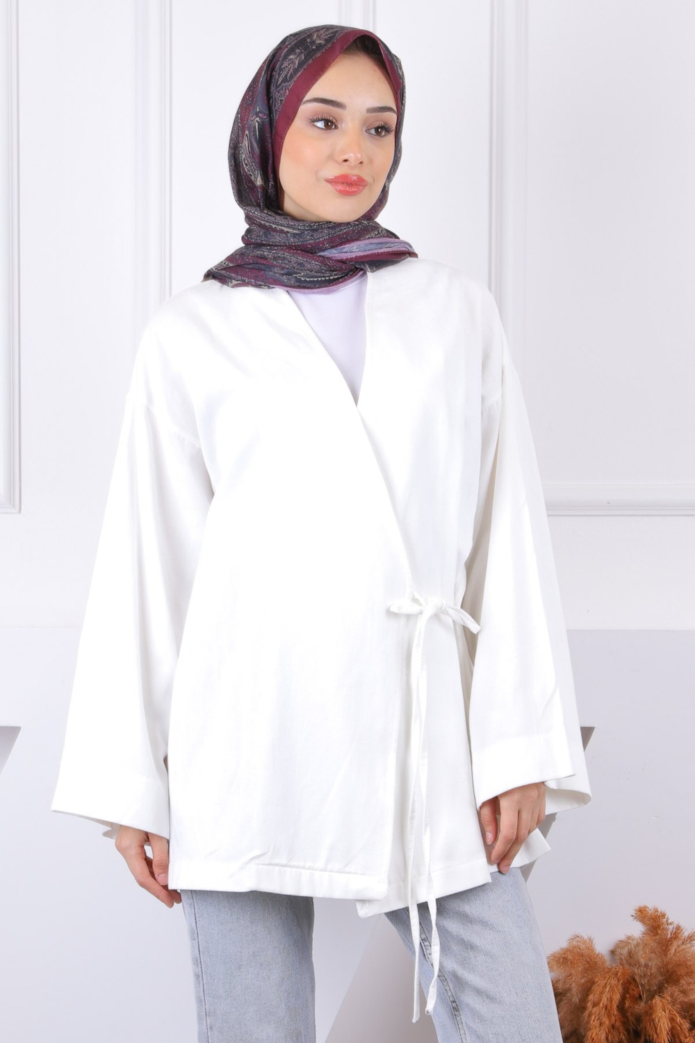 İmaj Butik Bordo Çapraz Bağlamalı Kimono görsel 5