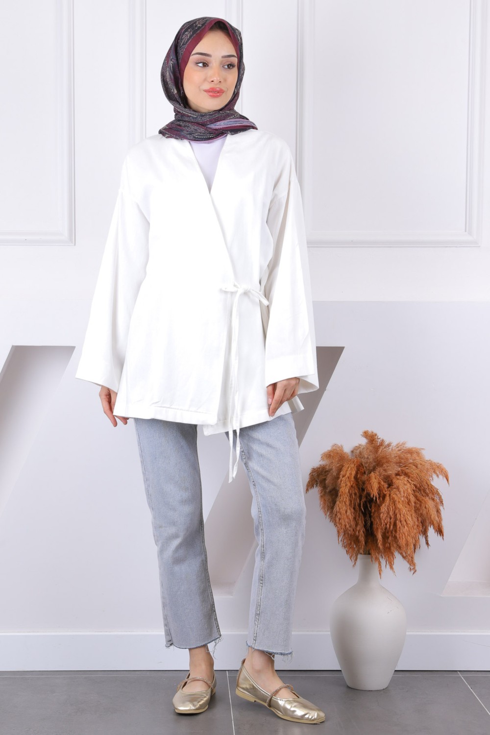İmaj Butik Bordo Çapraz Bağlamalı Kimono görsel 7