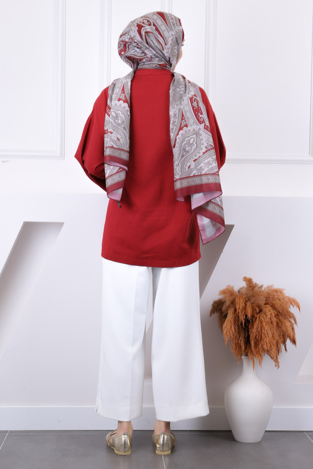 İmaj Butik Bordo Çapraz Bağlamalı Kimono görsel 4