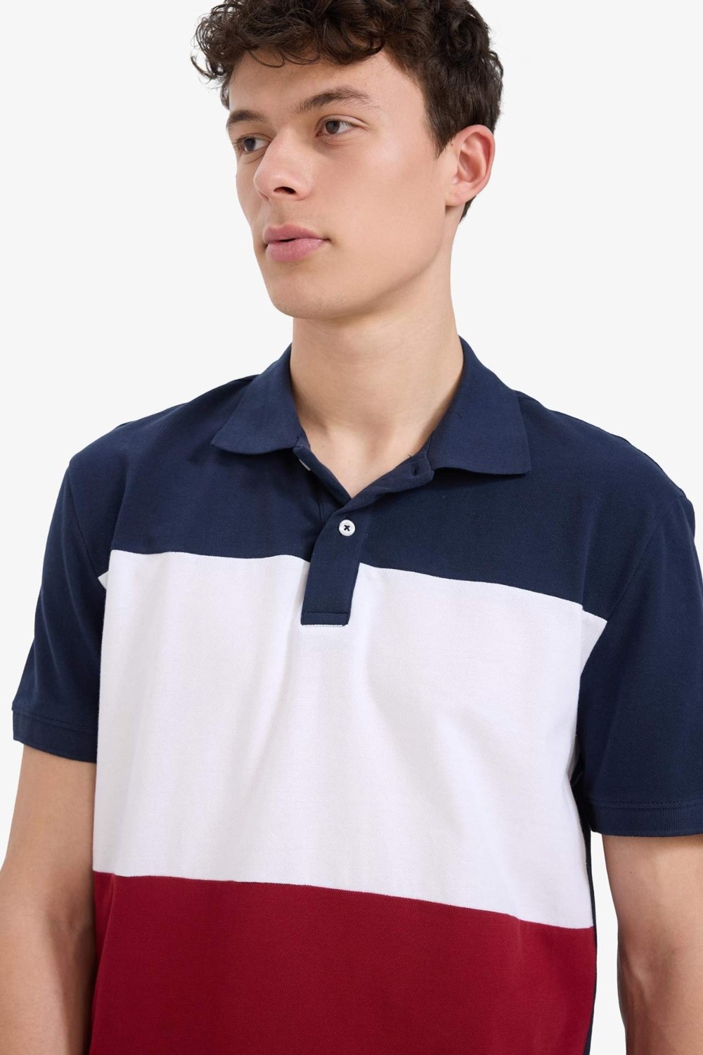 DeFacto %100 Pamuk Regular Fit Polo Yaka Bloklu Kısa Kollu Tişört D7940AX25SP görsel 4