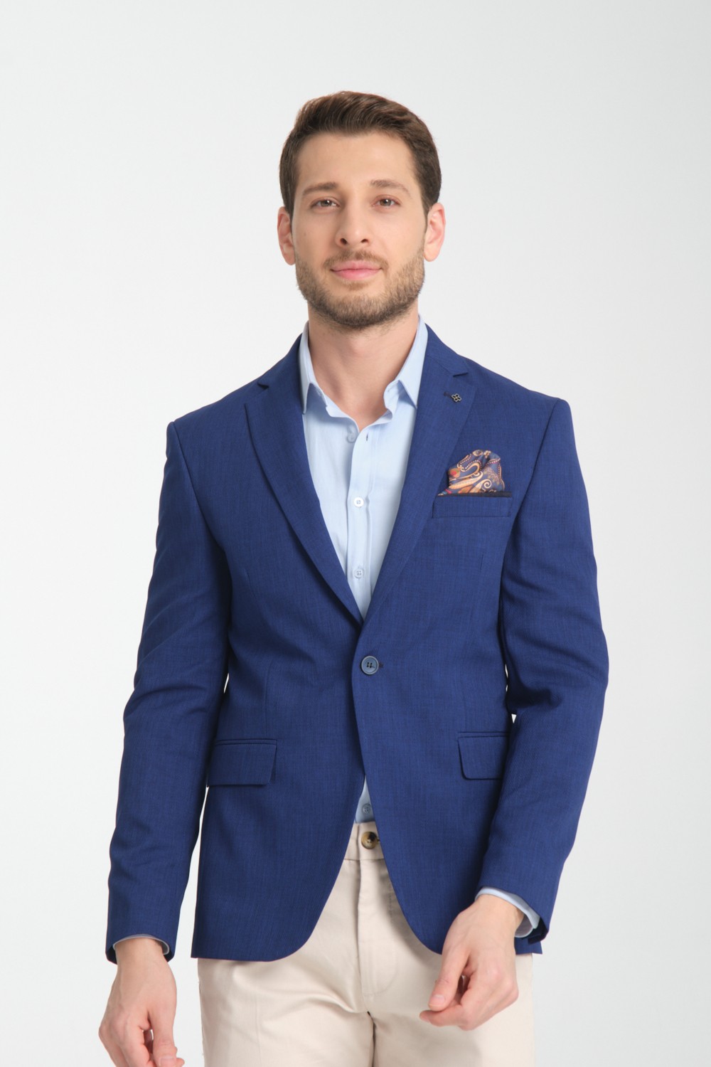 Arunte Erkek Pembe Keten Görünümlü Ince Dört Mevsim Giyilebilir Slim Fit Blazer Ceket