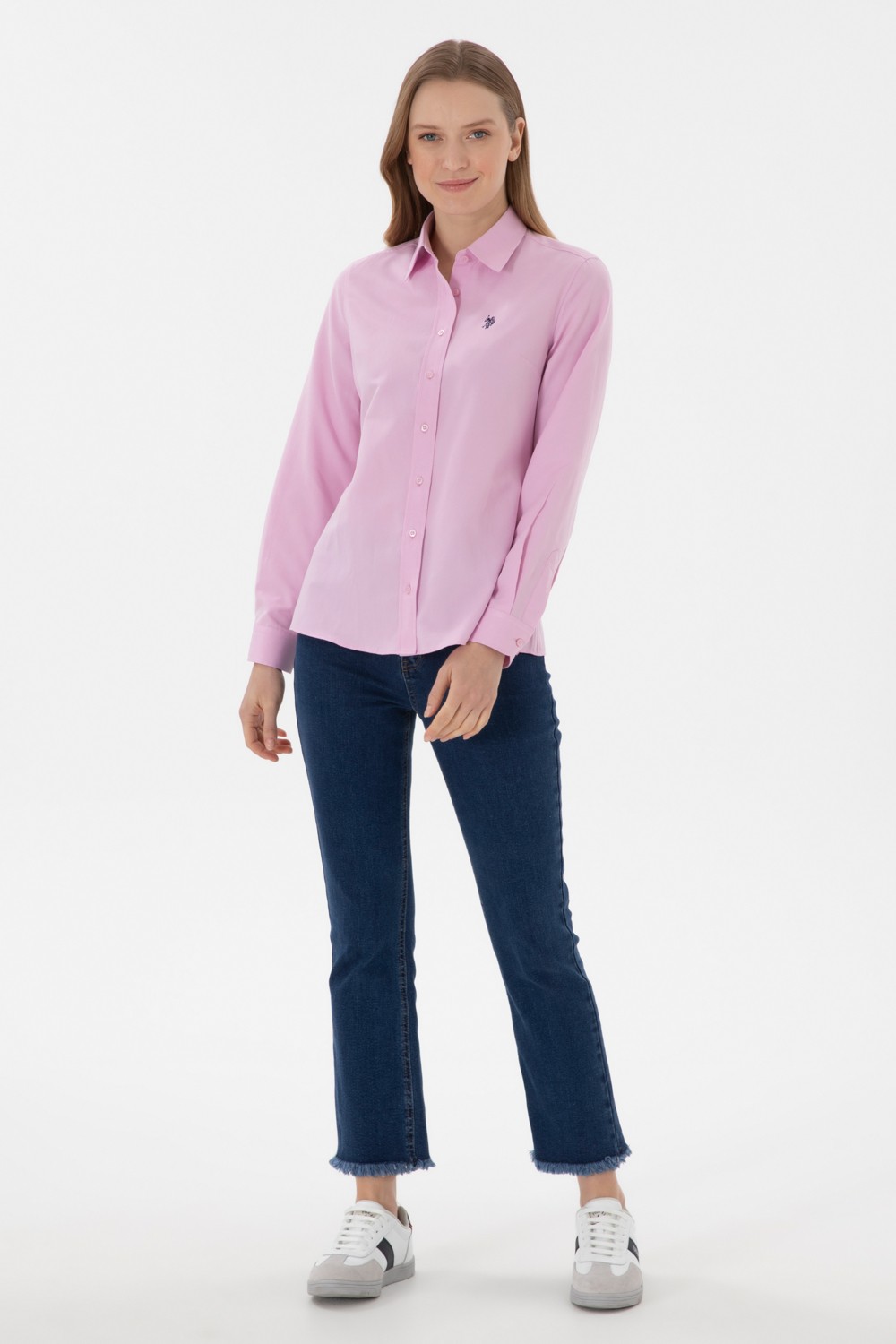 U.S. Polo Assn. Kadın Beyaz Gömlek Basic 50307726-VR013 görsel 5