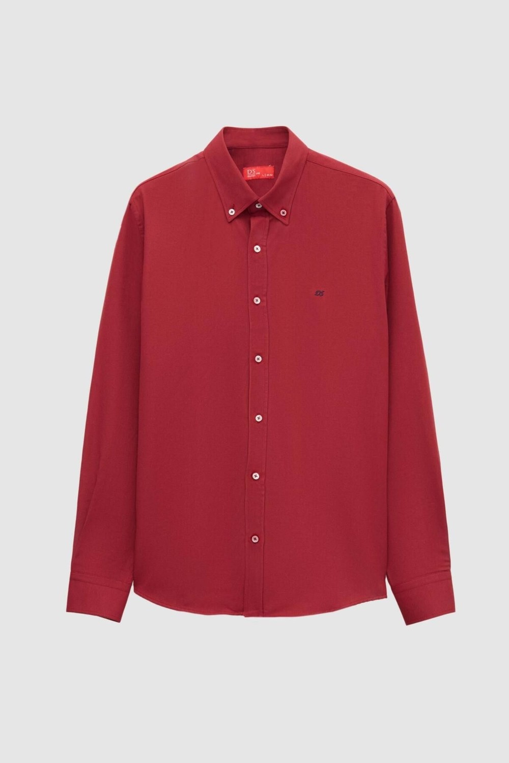 D'S Damat Slim Fit İndigo Oxford Düğmeli Yaka Kolay Ütülenebilir Nakış Detaylı Pamuklu Gömlek 4HC02ORT03265 görsel 5
