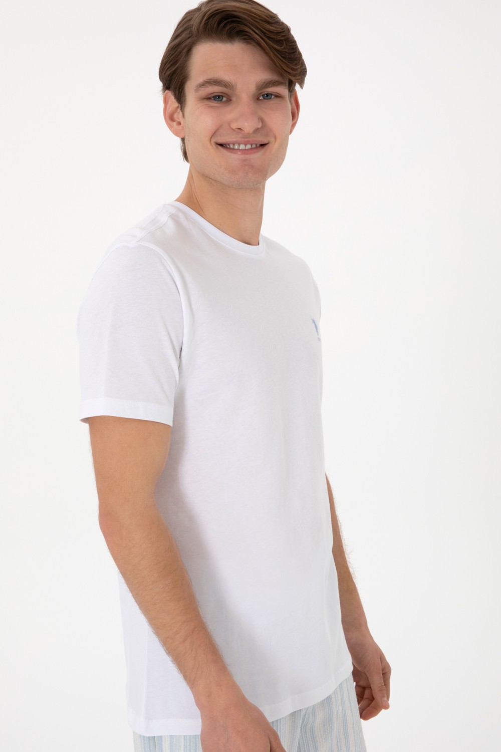 U.S. Polo Assn. Erkek Regular Fit Bisiklet Yaka Beyaz Tişört 50299544-VR013 görsel 3
