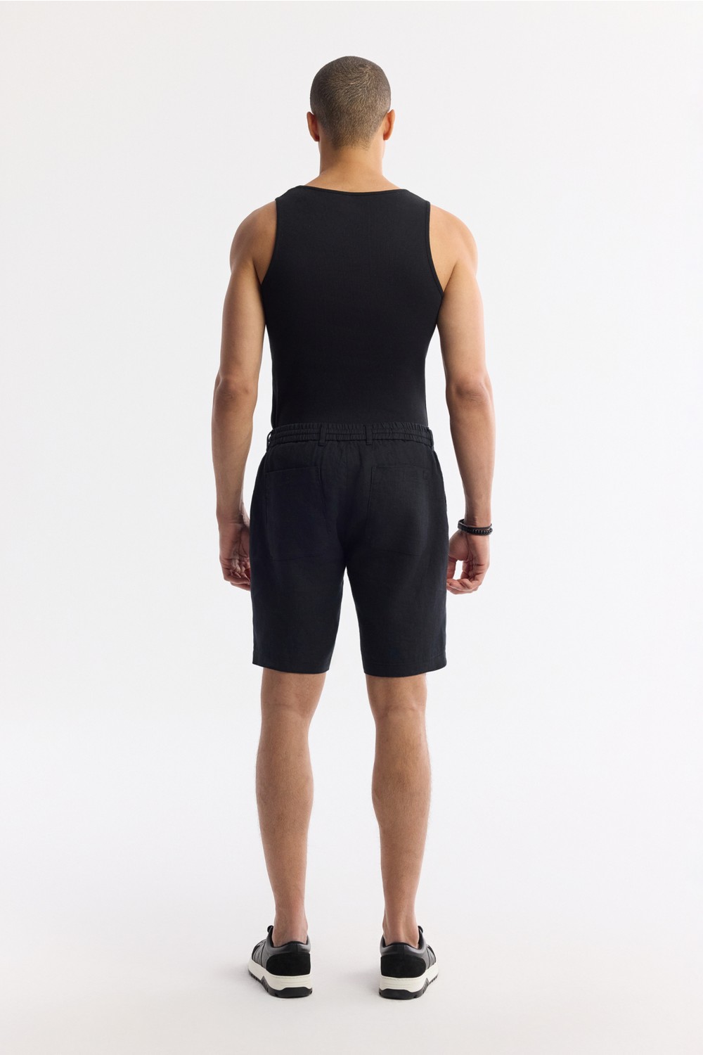 AVVA Erkek Antrasit Beli Lastikli %100 Keten Relaxed Fit Şort B003732 görsel 3