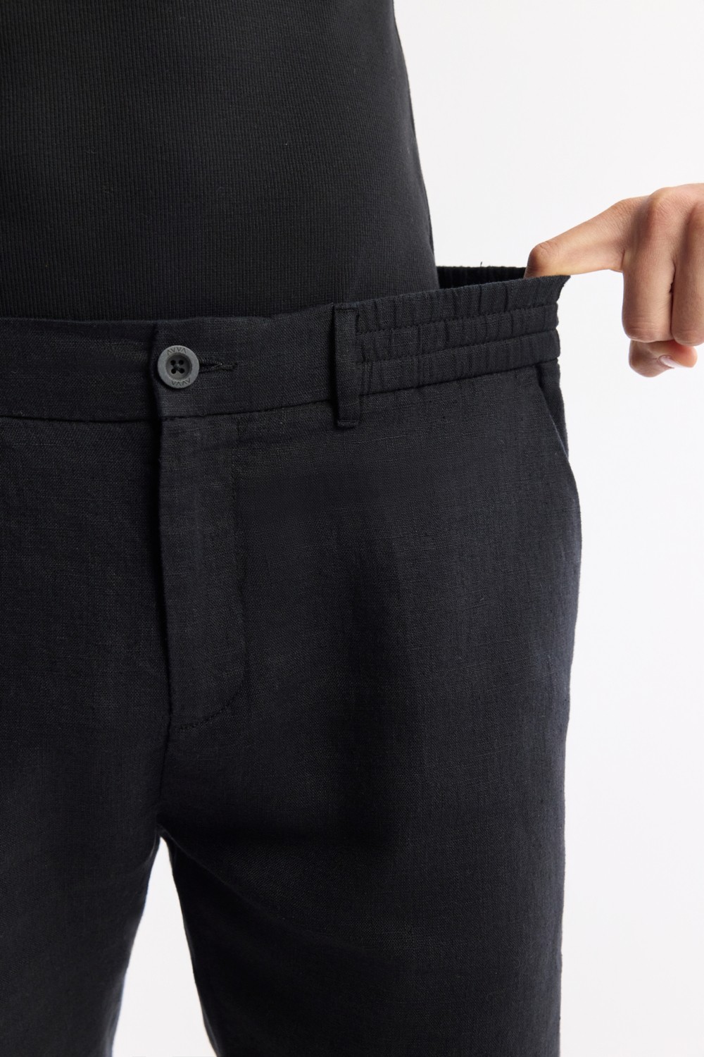 AVVA Erkek Antrasit Beli Lastikli %100 Keten Relaxed Fit Şort B003732 görsel 5