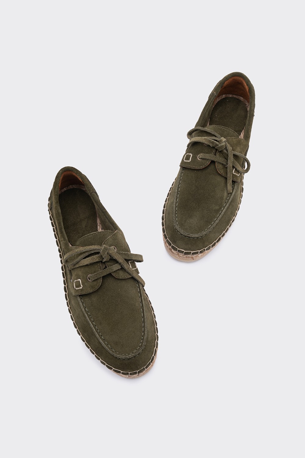 Shoemark Mako Haki Deri Süet Kadın Espadril Makosen görsel 3