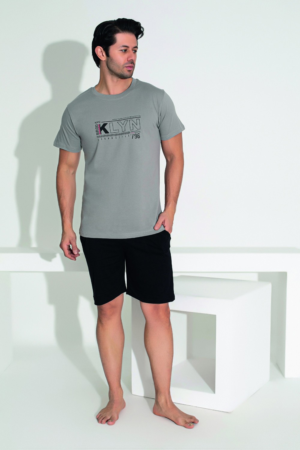 Remsa Erkek Şort Tshirt Pijama Takımı 25258 Lacivert görsel 7