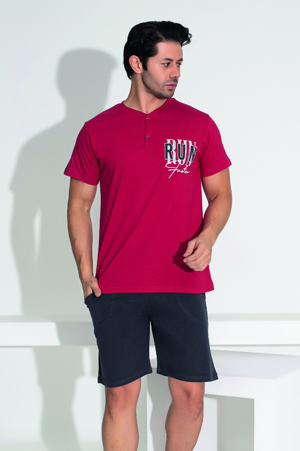 Remsa Erkek Şort Tshirt Pijama Takımı 25258 Lacivert