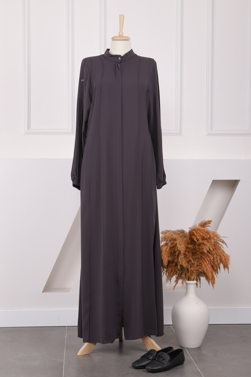 İmaj Butik Füme Kol Detaylı Ferace