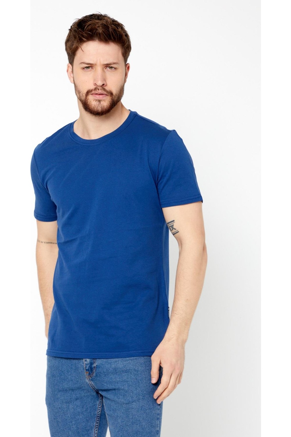 Mmetalic Erkek Siyah T- Shirt Regular Fit Rahat Kesim Bisiklet Yaka Basic Tişört görsel 2