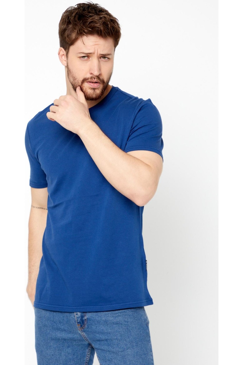 Mmetalic Erkek Siyah T- Shirt Regular Fit Rahat Kesim Bisiklet Yaka Basic Tişört görsel 3