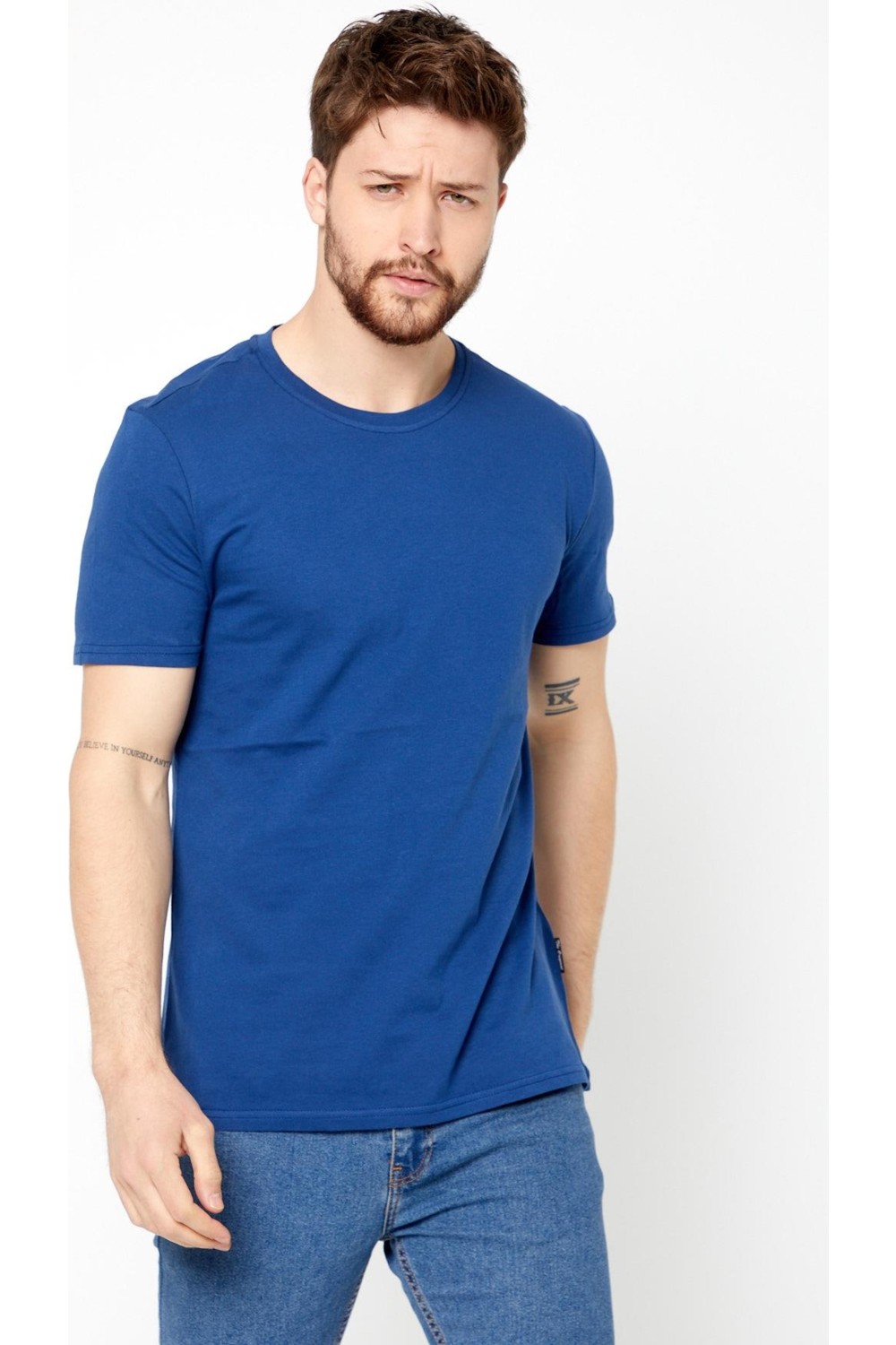 Mmetalic Erkek Siyah T- Shirt Regular Fit Rahat Kesim Bisiklet Yaka Basic Tişört görsel 4