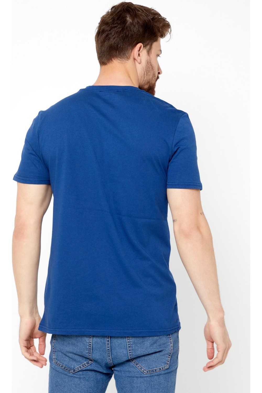 Mmetalic Erkek Siyah T- Shirt Regular Fit Rahat Kesim Bisiklet Yaka Basic Tişört görsel 5