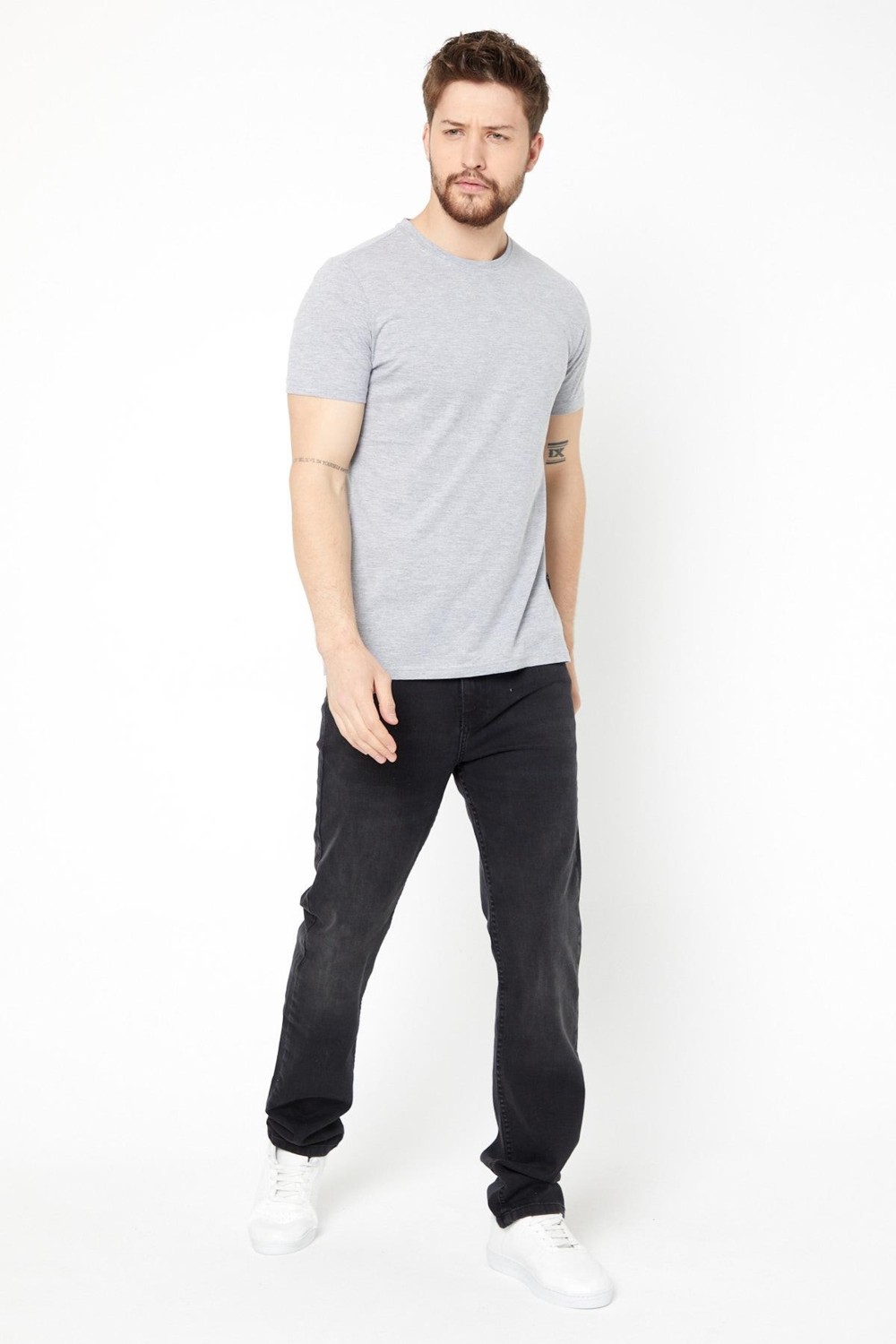 Mmetalic Erkek Siyah T- Shirt Regular Fit Rahat Kesim Bisiklet Yaka Basic Tişört görsel 6