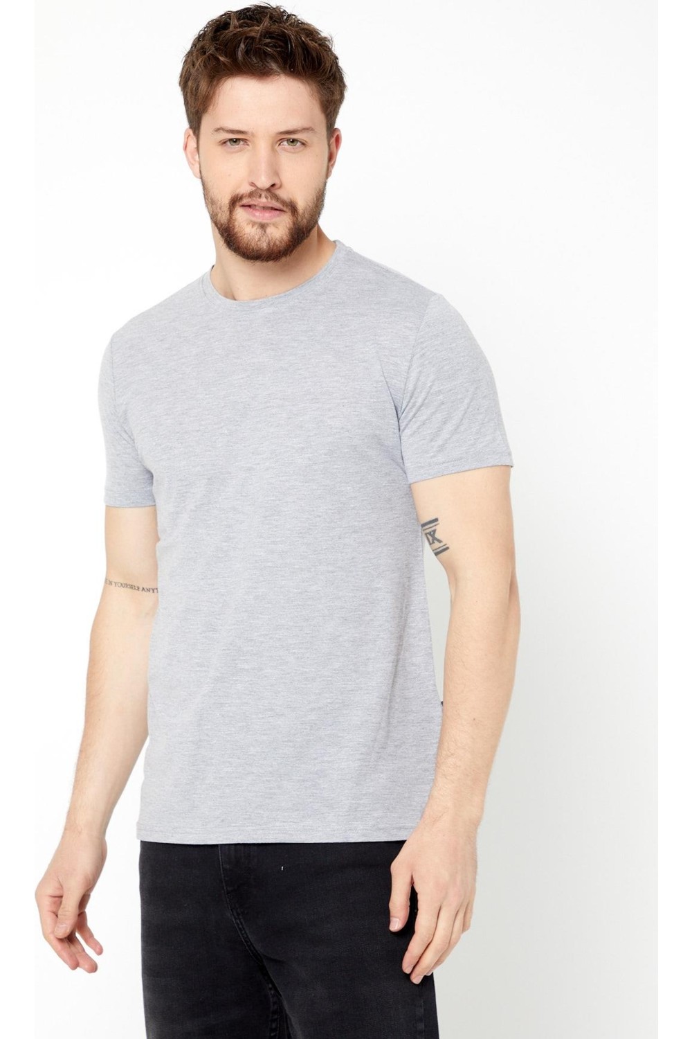 Mmetalic Erkek Siyah T- Shirt Regular Fit Rahat Kesim Bisiklet Yaka Basic Tişört görsel 7