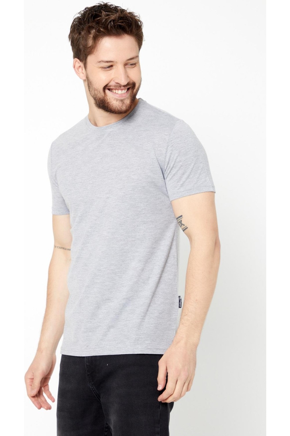 Mmetalic Erkek Siyah T- Shirt Regular Fit Rahat Kesim Bisiklet Yaka Basic Tişört görsel 8