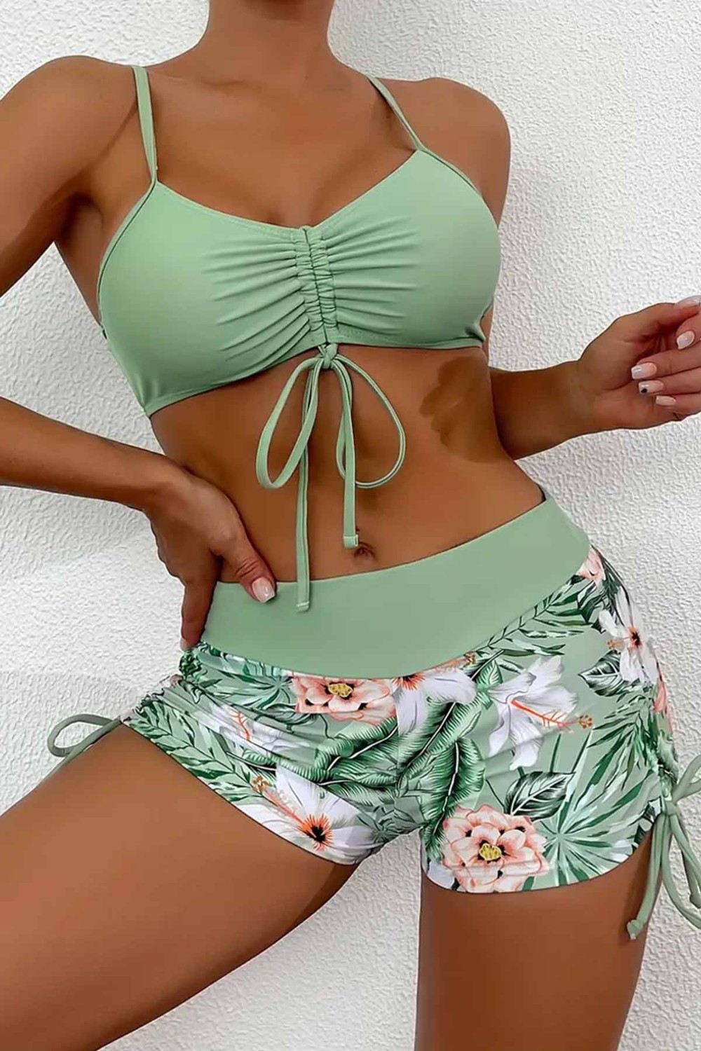 Angelsin Büzgü Ayarlı Baskılı Bikini Takımı görsel 4