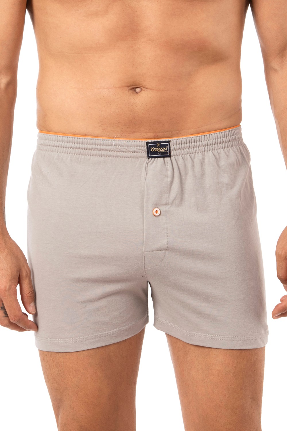 Özkan Underwear Özkan 0041 3'lü Paket Erkek Karışık Renk Şardonlu Pamuklu Düğmeli Penye Boxer görsel 7