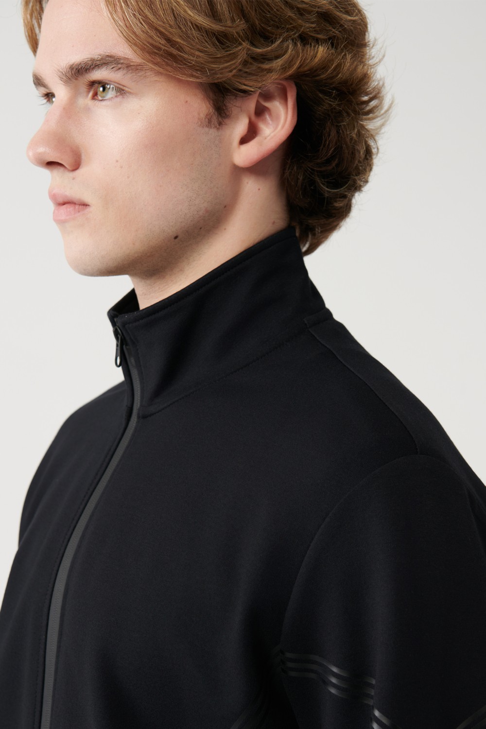 AVVA Erkek Siyah Dik Yaka Fermuarlı Baskılı Regular Fit Sweatshirt A41Y1230 görsel 2