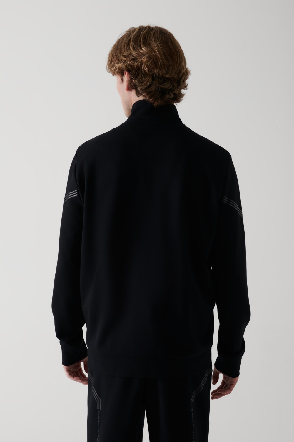 AVVA Erkek Siyah Dik Yaka Fermuarlı Baskılı Regular Fit Sweatshirt A41Y1230 görsel 4