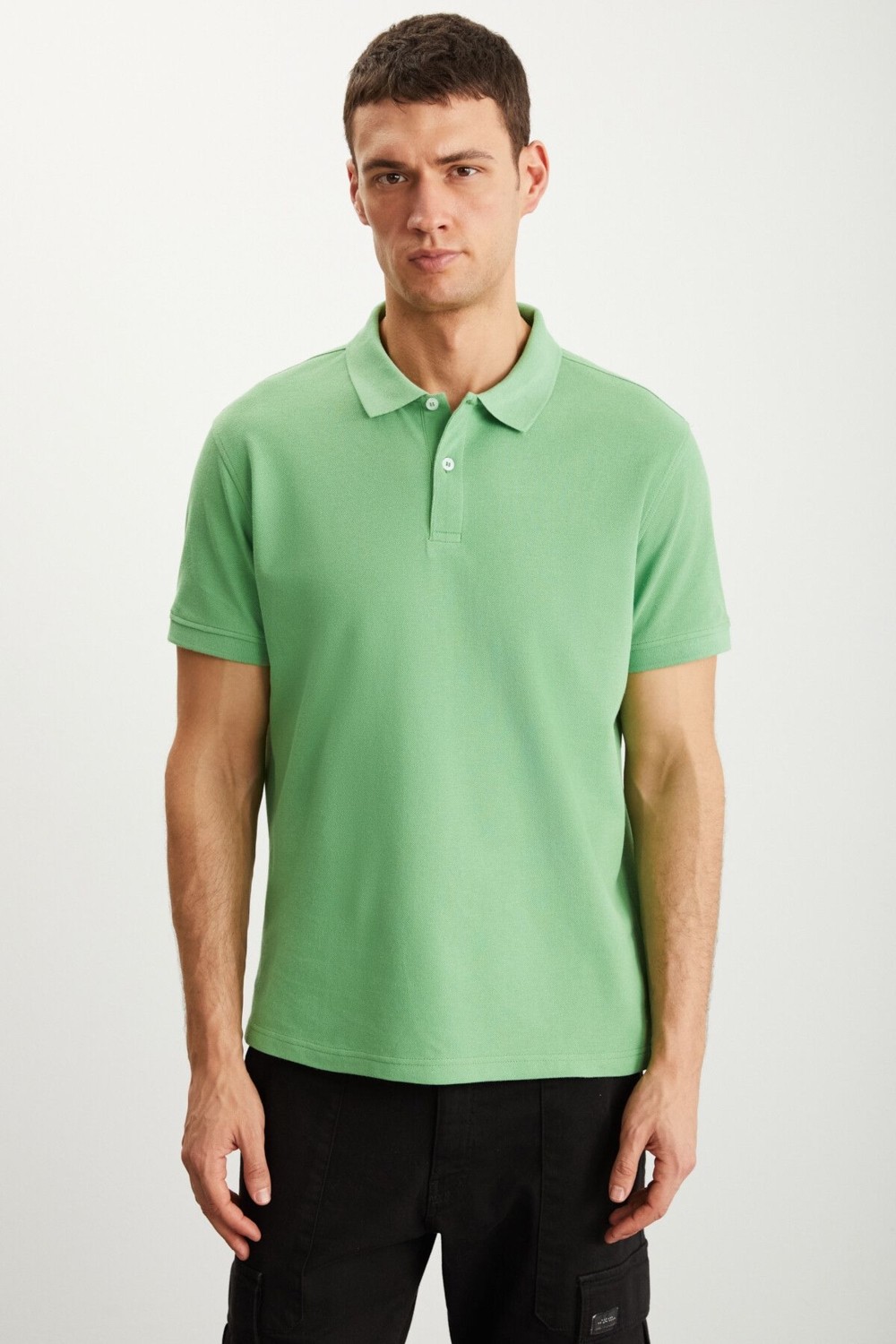 Grimelange Tarnex Erkek %100 Pamuk Kısa Kollu Regular Fit Yeşil Polo Yaka T-shirt görsel 8