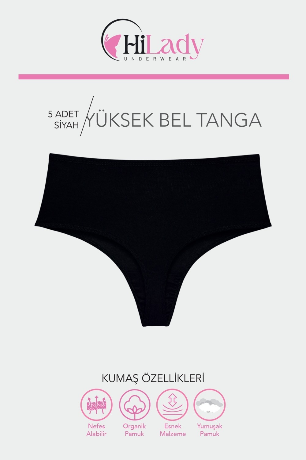 Hilady Kadın Tanga, Yüksek Bel Tanga, String Tanga Açık Soft Pamuklu Esnek görsel 2