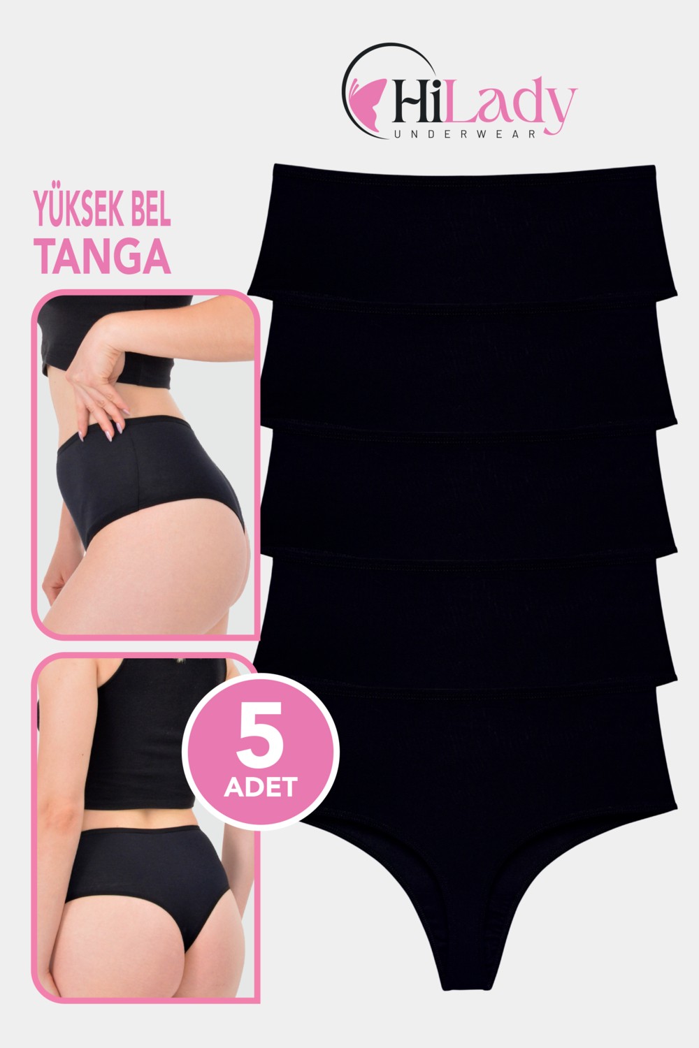Hilady Kadın Tanga, Yüksek Bel Tanga, String Tanga Açık Soft Pamuklu Esnek