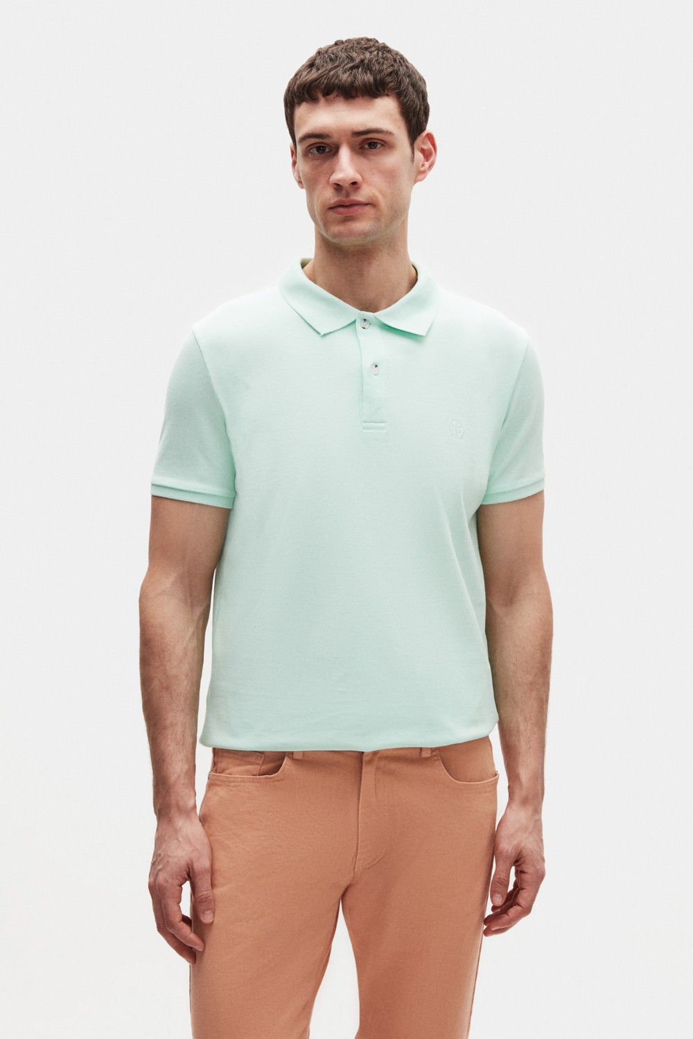 D'S Damat Regular Fit Vizon Pike Dokulu %100 Pamuk Kıvrılmaz Polo Yaka Nakışlı T-shirt 4HC14ORT51000
