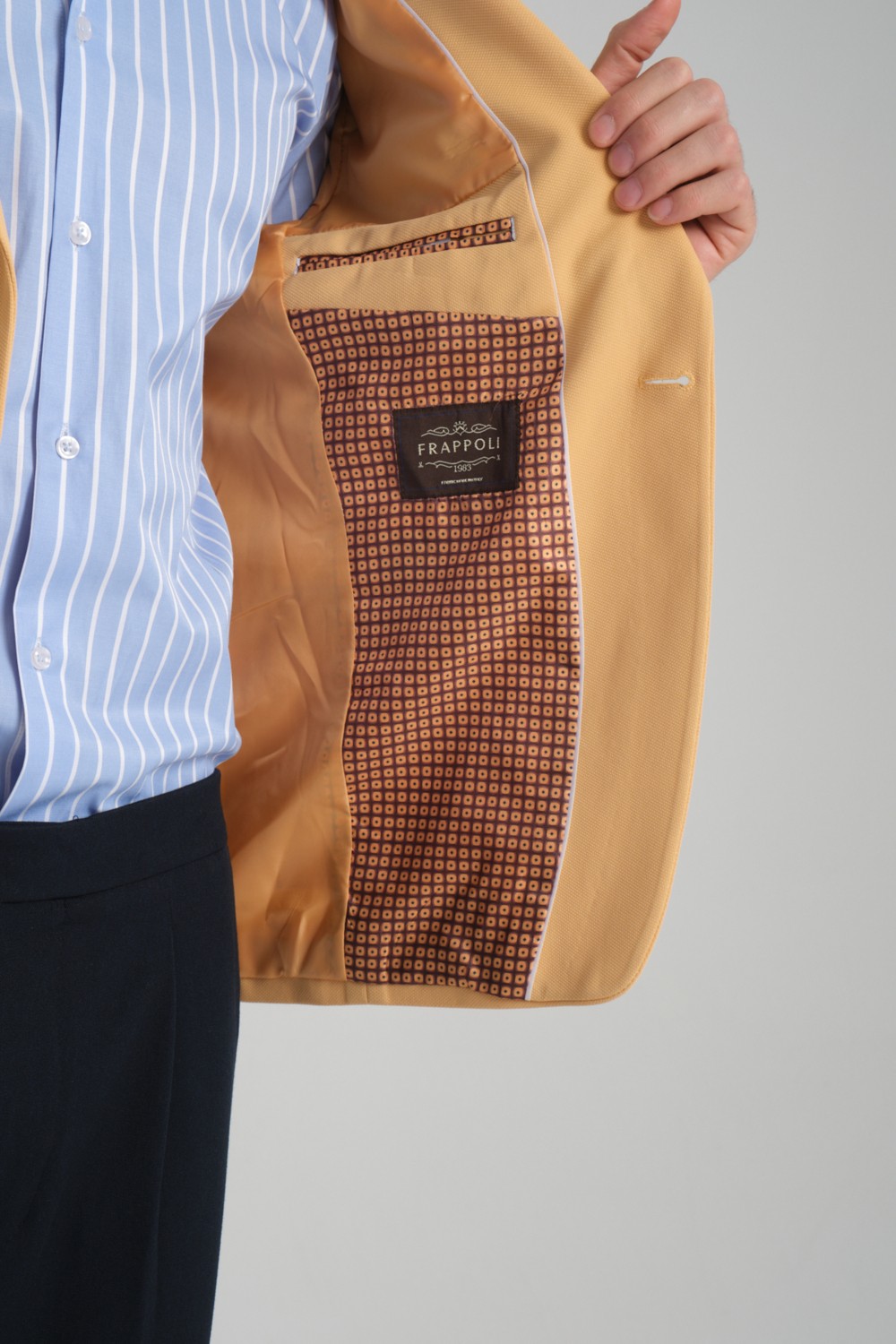 Frappoli Baselna Erkek Kahve Esneyen Likralı Kumaşlı Tam Astarlı Slim Fit Mono Yaka Dar Kesim Blazer Ceket görsel 4