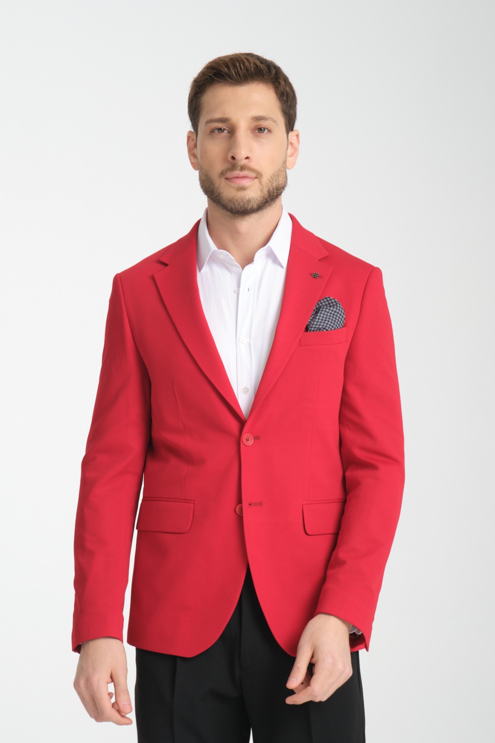 Frappoli Baselna Erkek Kahve Esneyen Likralı Kumaşlı Tam Astarlı Slim Fit Mono Yaka Dar Kesim Blazer Ceket görsel 6
