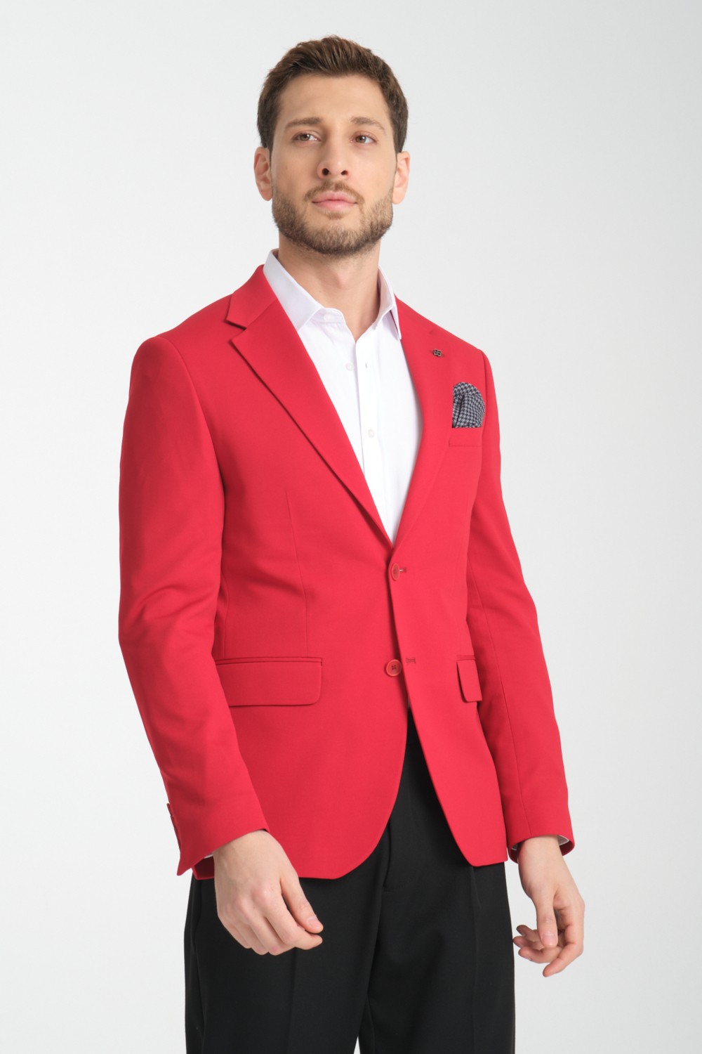 Frappoli Baselna Erkek Kahve Esneyen Likralı Kumaşlı Tam Astarlı Slim Fit Mono Yaka Dar Kesim Blazer Ceket görsel 8