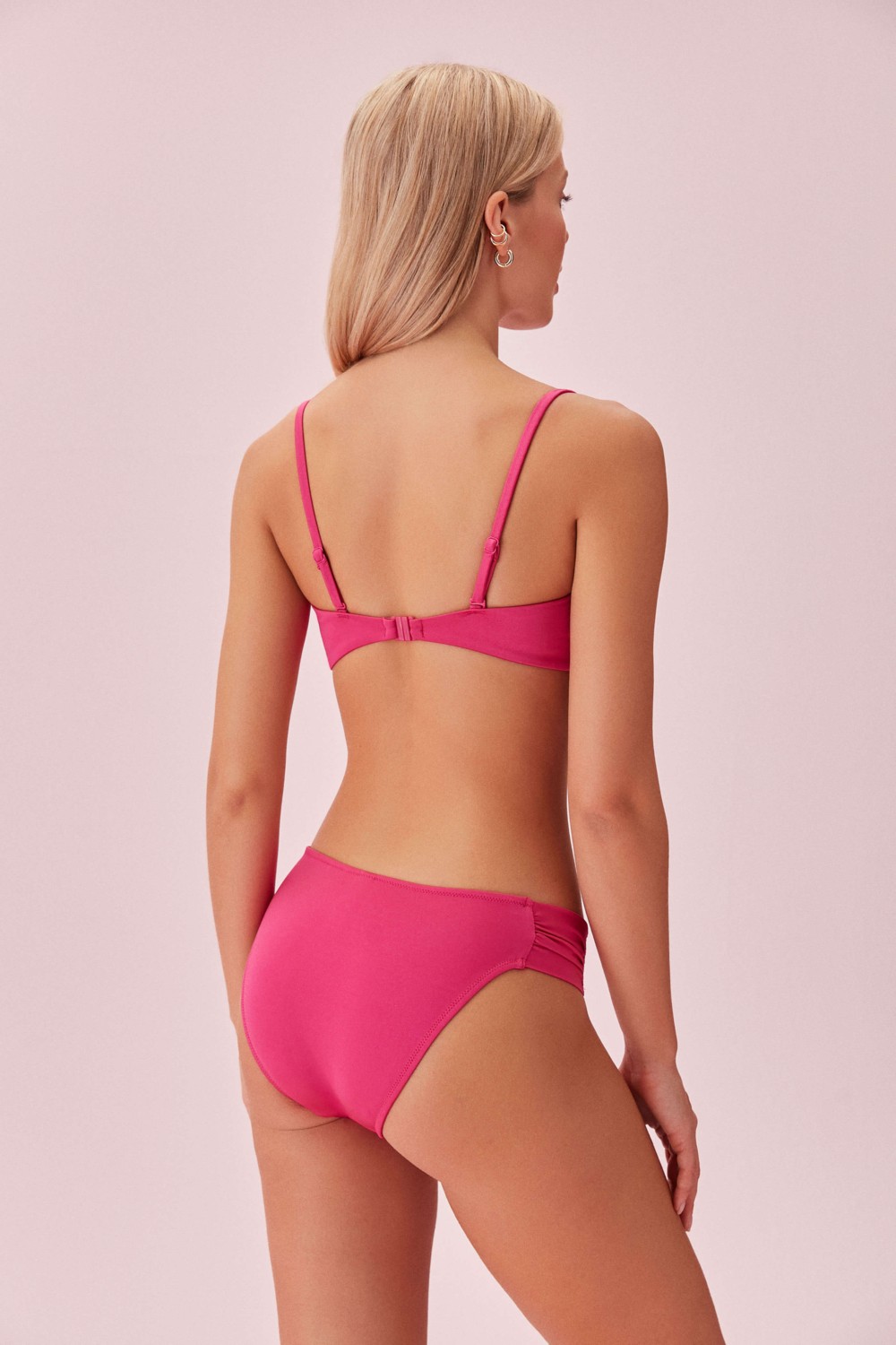 Suwen Begonvile Burgulu Straplez Bikini Üst görsel 4