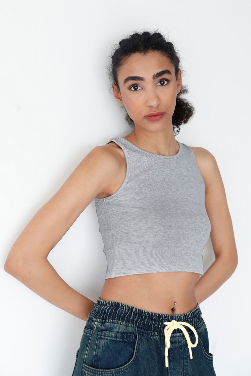 FullaModa Basic Fitilli Halter Yaka Modal Body
