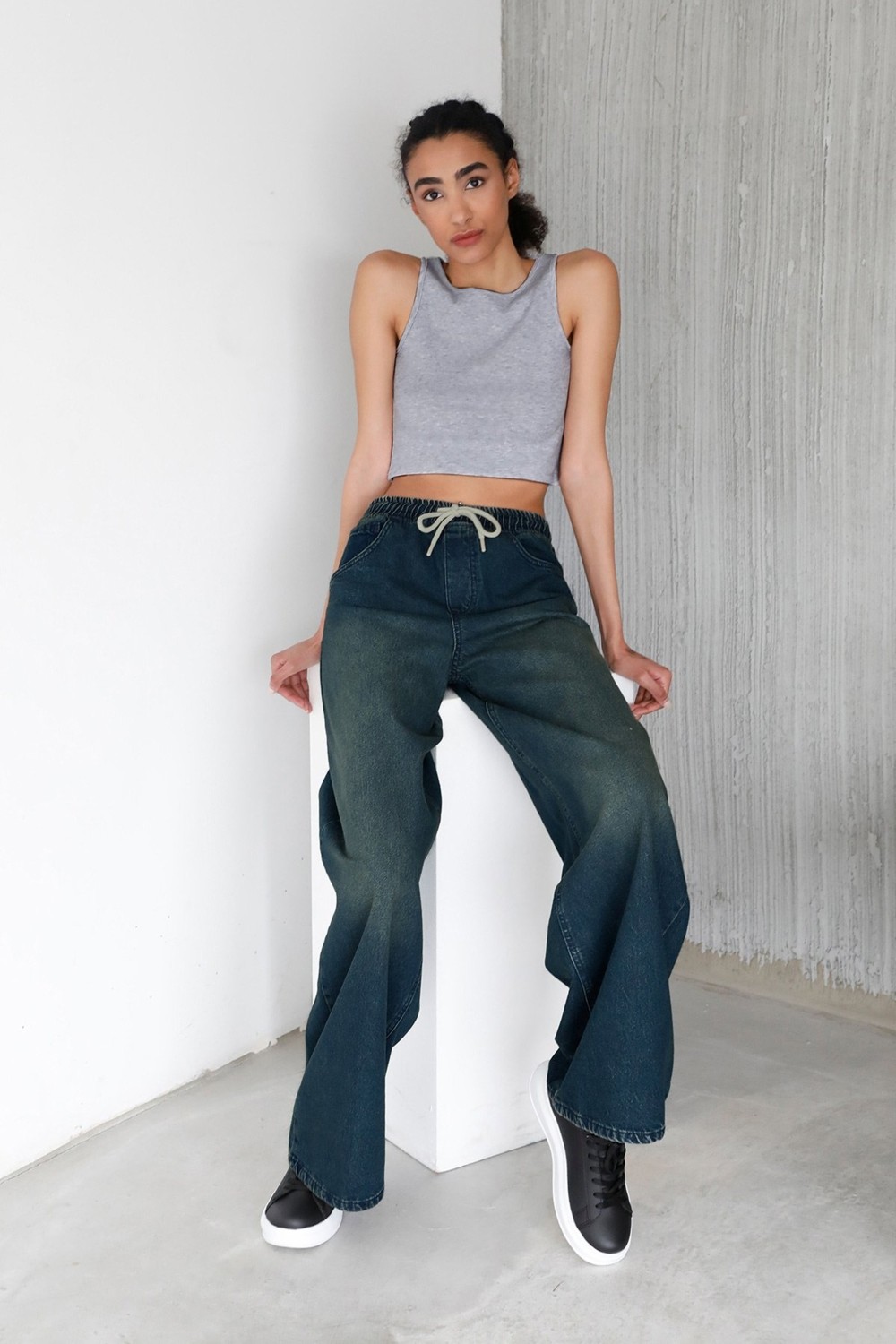 FullaModa Basic Fitilli Halter Yaka Modal Body görsel 2