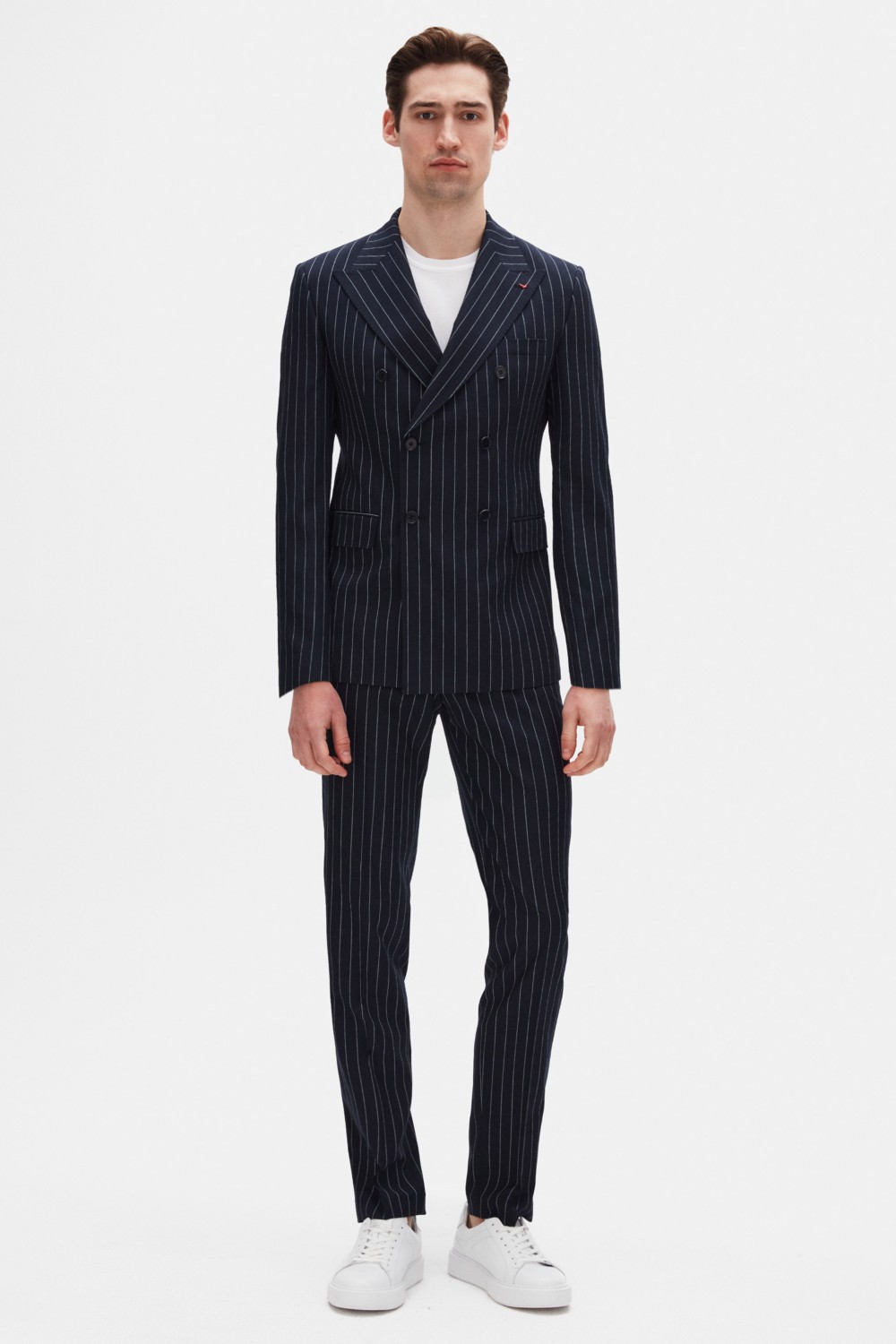 D'S Damat Ds Damat Regular Fit Lacivert Çizgili Kruvaze Takim Elbise 4HF05ORT01588 görsel 2