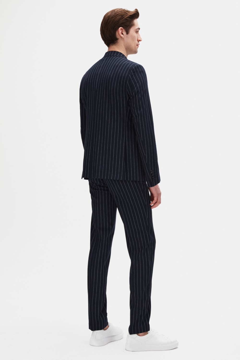 D'S Damat Ds Damat Regular Fit Lacivert Çizgili Kruvaze Takim Elbise 4HF05ORT01588 görsel 4
